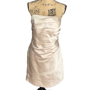 David’s bridal satin strapless layered mini cocktail dress